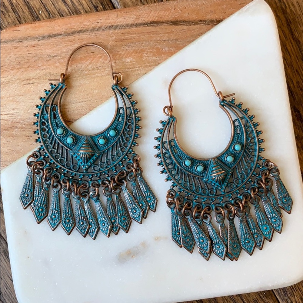 BOGO! Bohemian Ornate Semicircle Earrings - Picture 2 of 6